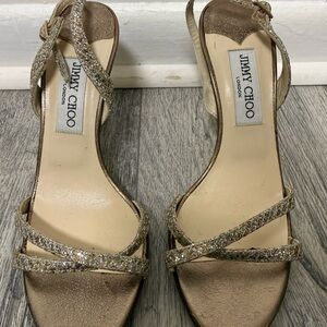 Jimmy Choo Gold Glitter Heels